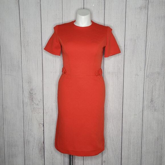 Vintage 70s California Sophoticates Orange Double Knit Polyester MCM Dress - Picture 2 of 6